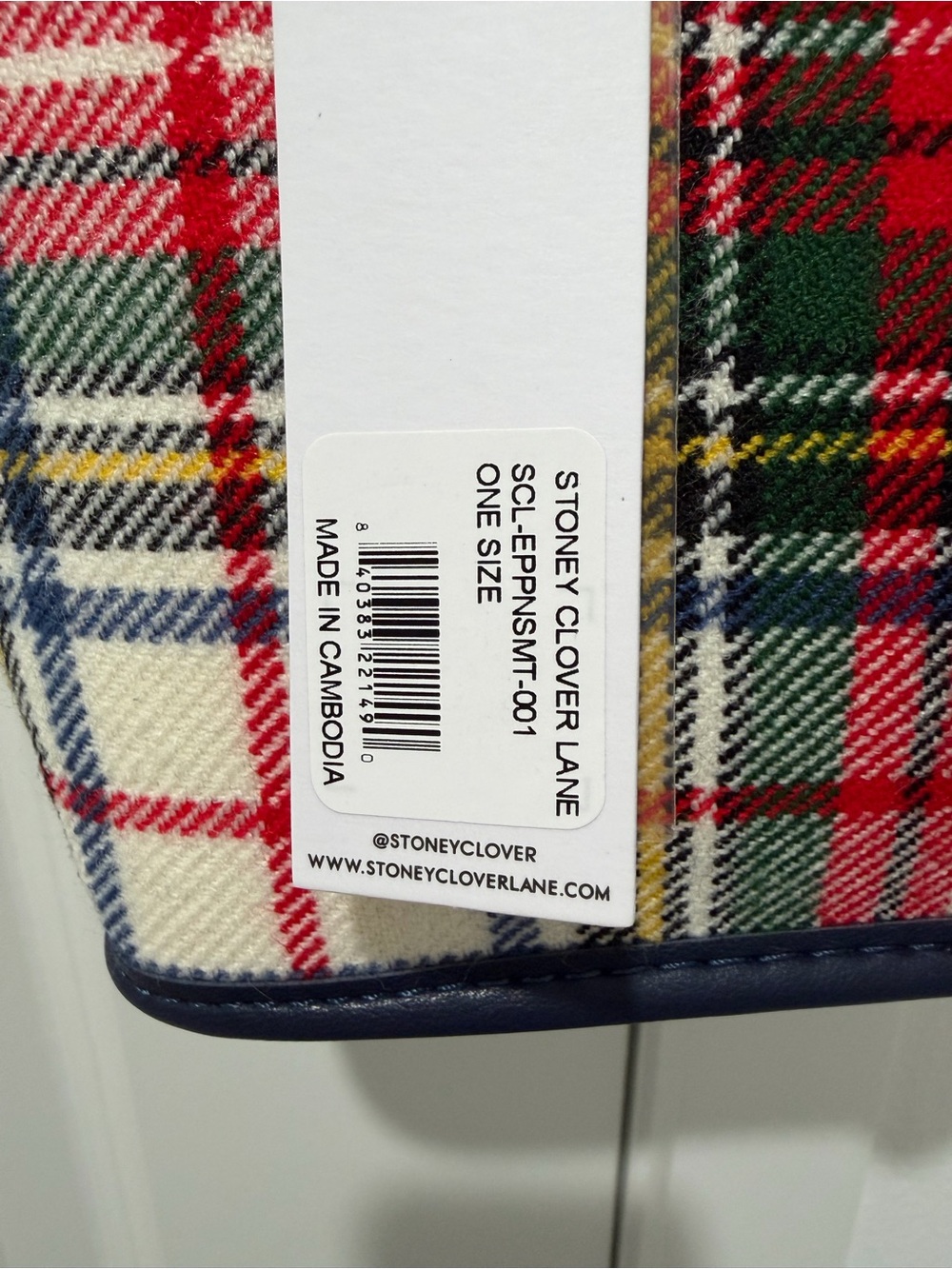 NWT Stoney Clover Lane
Faux Leather Trim Plaid Little Tote Bag - Picture 7 of 11